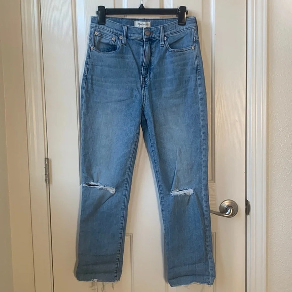 Madewell The High Rise Slim Crop Boyjean distressed raw hem Size 26 - Picture 3 of 14